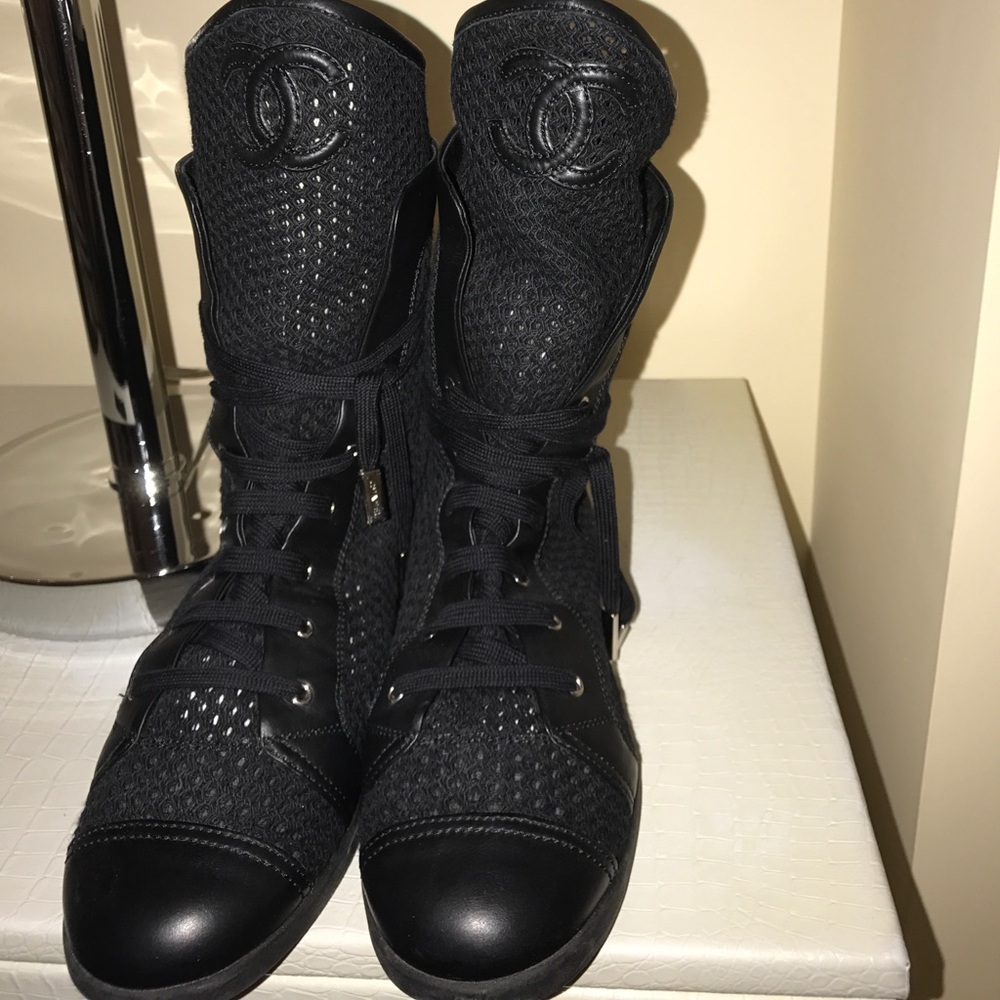 CHANEL Black Combat & Moto Boots